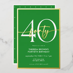 Moderne Minimale Grüne Gold Schrift Geburtstag Folieneinladung