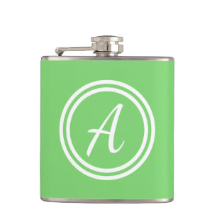 Moderne minimale grüne Monogramm Flachmann