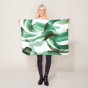 Moderne Minimale Grüne Pinselstriche Abstract Fleecedecke