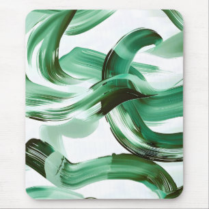 Moderne minimale grüne Pinselstriche Abstract Mousepad