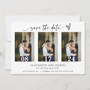 Moderne Minimale Herz-Collage Save the Date Einladung