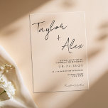 Moderne Minimale Hochzeit Acryleinladungen<br><div class="desc">Moderne Hochzeitseinladung mit minimalem typografischem Design. Einfach mit all Ihren Informationen für individuelle Hochzeitseinladungen personalisieren, </div>