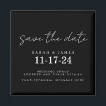 Moderne Minimale Hochzeit retten das Datum Magnet<br><div class="desc">Eine schlichte,  moderne Save the Date Karte. Personalisieren Sie dieses minimalistisch schwarz-weiß Design,  um Ihre persönlichen Daten und Nachricht zu haben.</div>