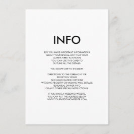 Moderne minimale Hochzeitsdetails/Informationskart Begleitkarte