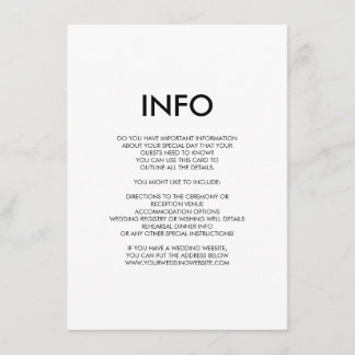 Moderne minimale Hochzeitsdetails/Informationskart Begleitkarte
