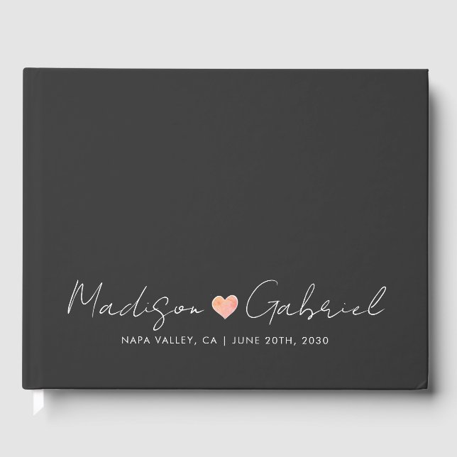 Moderne Minimale Hochzeitsszenario Gästebuch (Vorderseite)