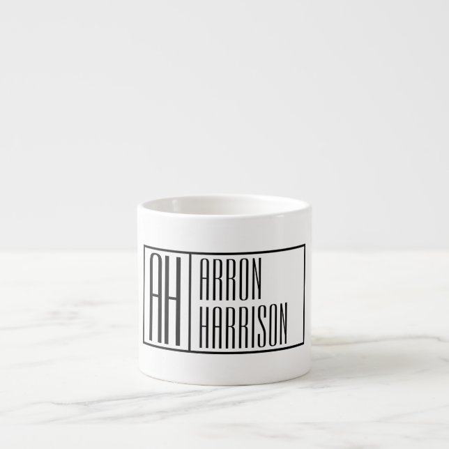 Moderne Minimale Initialen und Logo-Namen Espressotasse (Vorderseite)