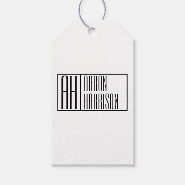 Moderne Minimale Initialen und Logo-Namen Geschenkanhänger (Vorderseite)