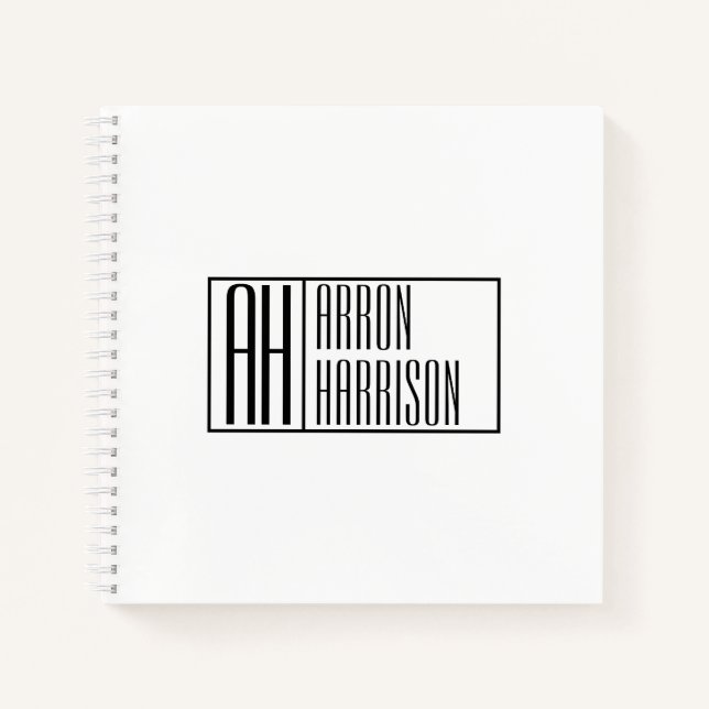 Moderne Minimale Initialen und Logo-Namen Notizbuch (Vorderseite)