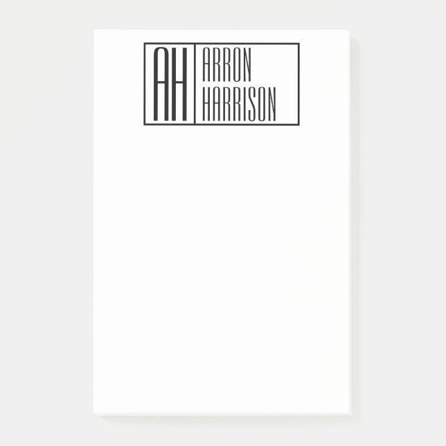 Moderne Minimale Initialen und Logo-Namen Post-it Klebezettel (Vorderseite)