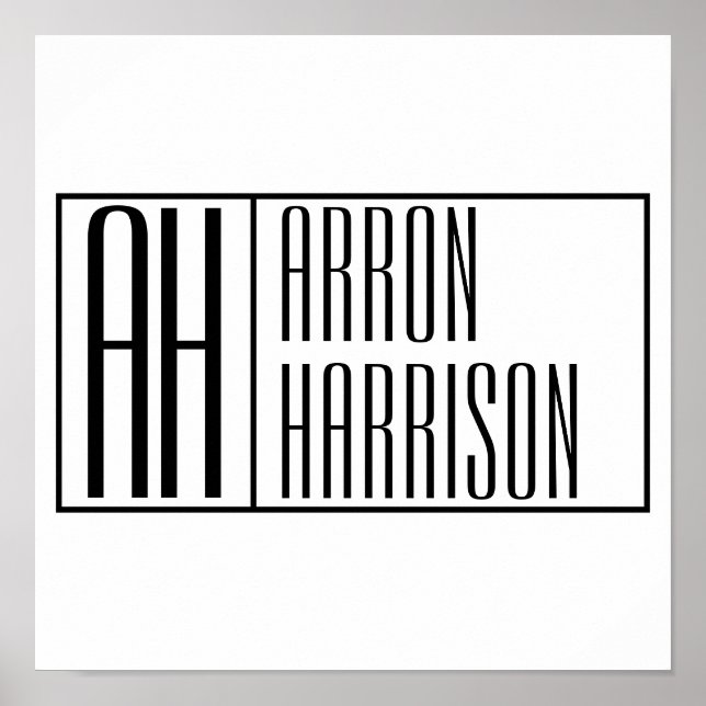 Moderne Minimale Initialen und Logo-Namen Poster (Vorne)