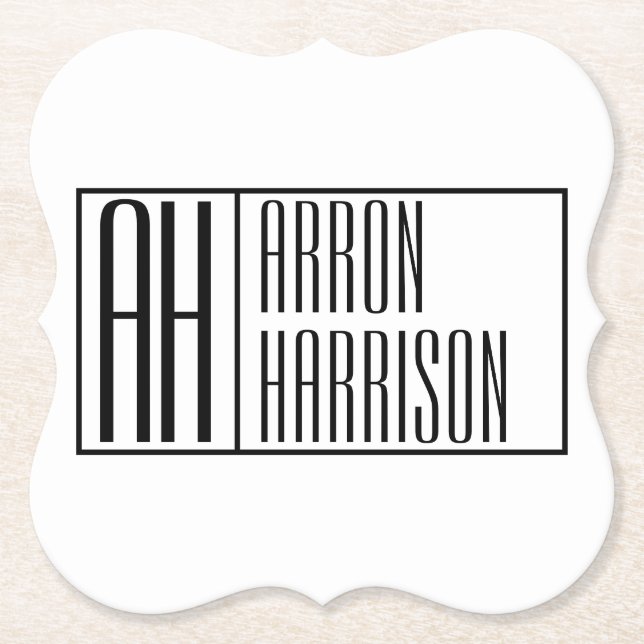 Moderne Minimale Initialen und Logo-Namen Untersetzer (Vorderseite)