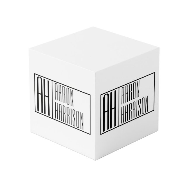 Moderne Minimale Initialen und Logo-Namen Würfel (Vorderseite Schrägansicht)