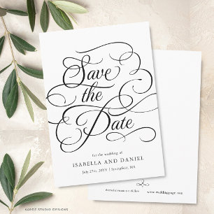 Moderne Minimale Kalligrafie Hochzeit Save The Dat Einladung