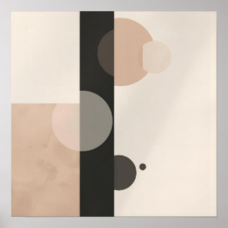 Moderne Minimale Kreise und Linien in neutralen Tö Poster