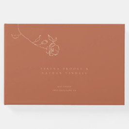 Moderne Minimale Kunstflorale Pfirsichrennen Hochz Gästebuch