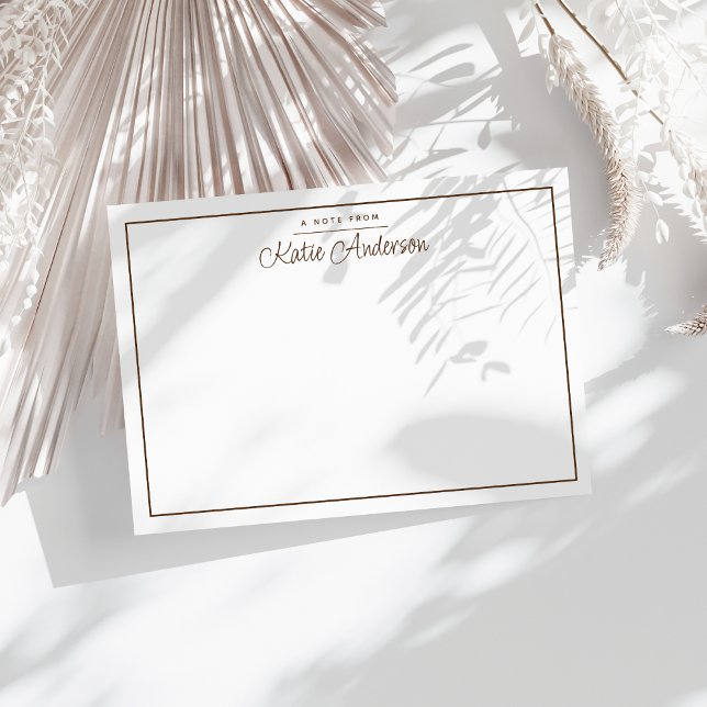 Moderne minimale kursive Script Brown Note Card Mitteilungskarte (Von Creator hochgeladen)