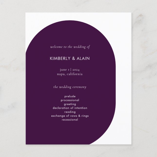 Moderne minimale Lila geometrische Hochzeit (Vorderseite)