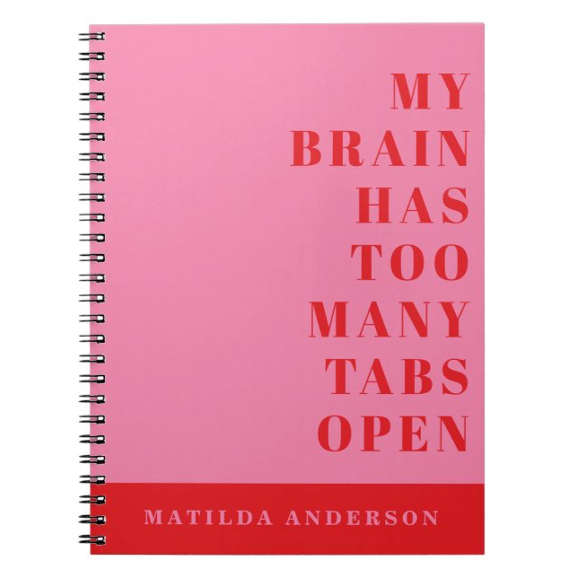 Moderne minimale lustige rote, rosa Typografie Notizblock (Vorderseite)