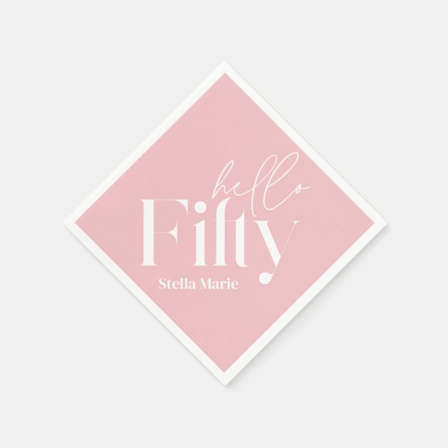 Moderne minimale mädchenhafte rosa einfach 50. Geb Serviette (Ecke)
