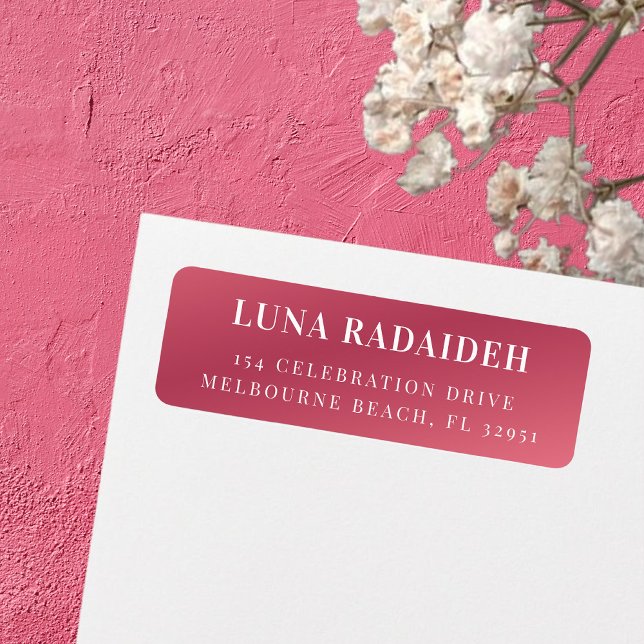 Moderne minimale metallisch rosa Rücksendeadresse (Bold and bright pink return address label! Fully customizable with your name and address.)