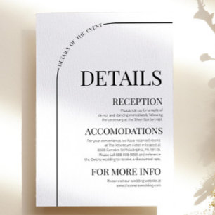 Moderne minimale Minimalistische Arch Wedding Deta Begleitkarte