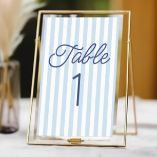 Moderne Minimale Minimalistische Blaue Streifen Ho Tischnummer