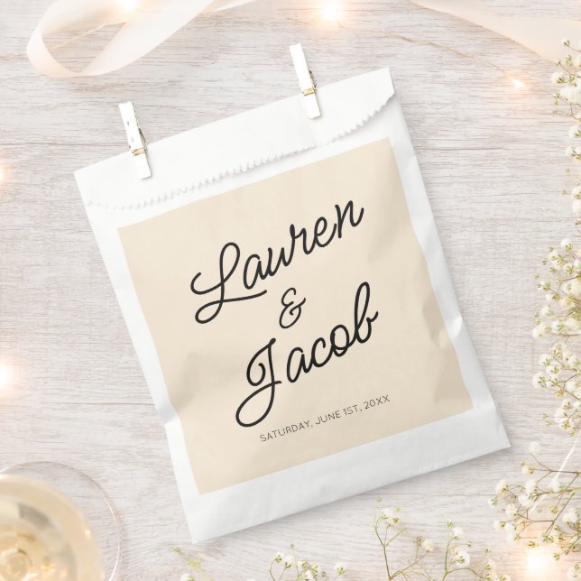 Moderne minimale Minimalistische Champagnerhochzei Geschenktütchen (Ausgeschnitten)