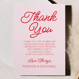 Moderne Minimale Minimalistische Rosa- und Rothals Dankeskarte