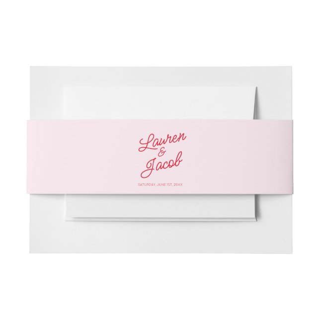 Moderne Minimale Minimalistische Rosa- und Rothals Einladungsbanderole (Vorderseite Beispiel)