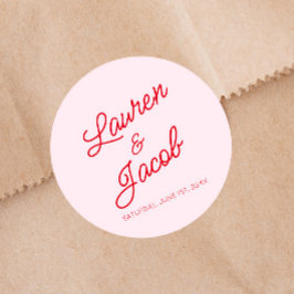 Moderne Minimale Minimalistische Rosa- und Rothals Runder Aufkleber