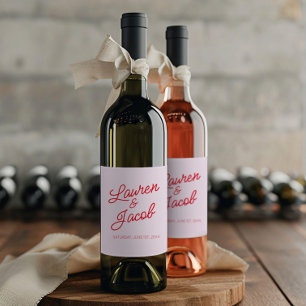 Moderne Minimale Minimalistische Rosa- und Rothals Weinetikett