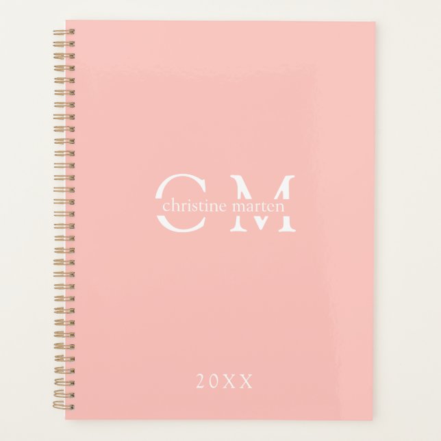Moderne minimale Monogramm-Initialen Planer (Vorderseite)