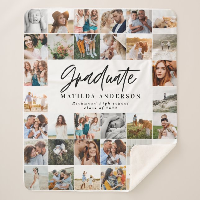 Moderne minimale Multi-Foto-Script Papa Geschenk F Sherpadecke (Vorderseite)