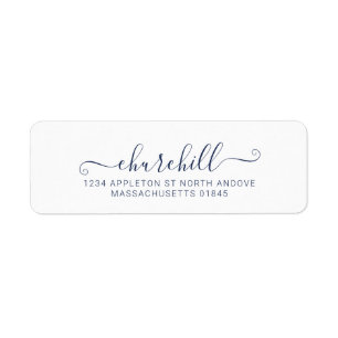 Moderne minimale Nachname Script Calligraphy Blue