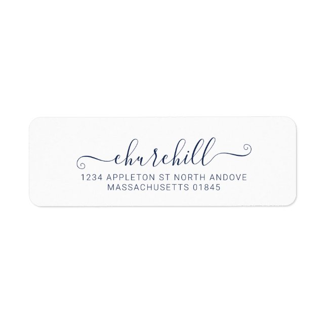 Moderne minimale Nachname Script Calligraphy Blue (Vorne)
