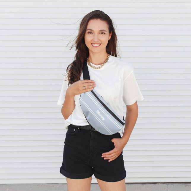 Moderne minimale Name Monogram Script-Vorlage Blau Bauchtasche (Von Creator hochgeladen)