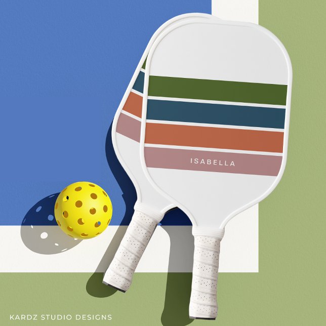Moderne minimale Namensstreifen individuell Pickleball Schläger (Design repeats in back of paddle, personalize with your name)