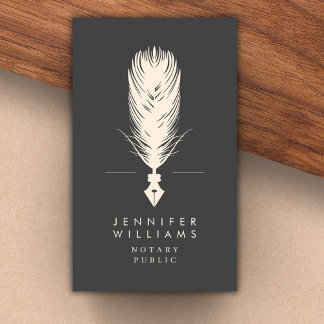 Moderne minimale Notar öffentliche Quill Feather | Visitenkarte