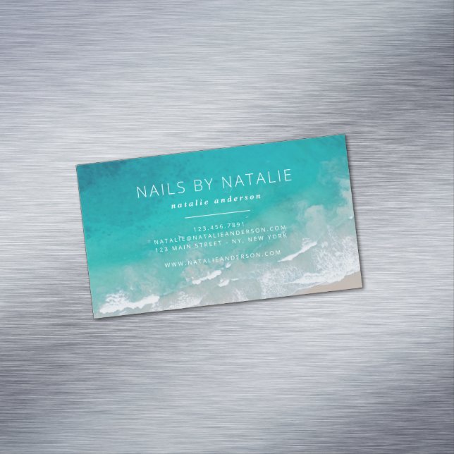 Moderne minimale Ocean Beach Typografie chic Magnetische Visitenkarte (Beispiel)