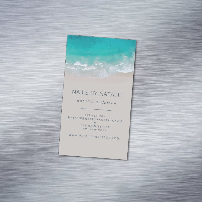 Moderne minimale Ocean Beach Typografie chic Magnetische Visitenkarte (Beispiel)