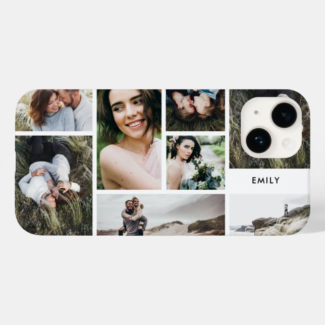 Moderne minimale personalisierte Familie mit 7 Fot Case-Mate iPhone 14 Hülle (Rückseite (Horizontal))
