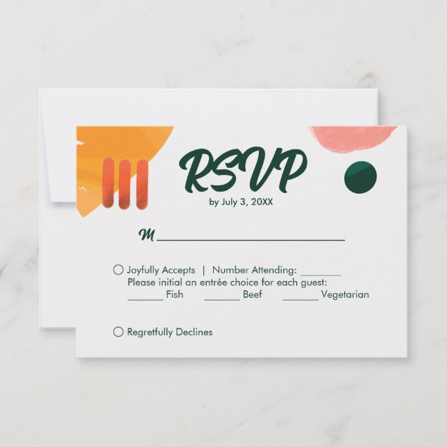 Moderne minimale Pinselstriche RSVP Karte (Vorderseite)