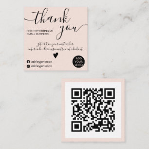 Moderne minimale rot rosa Reihenfolge danke qr Quadratische Visitenkarte