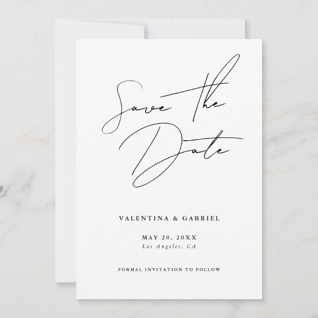 Moderne minimale Save the Date Einladung (Rückseite)