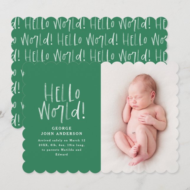 Moderne minimale schimmernde grüne Typografie Foto Ankündigung (Vorne/Hinten)