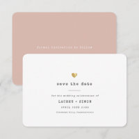 Moderne Minimale Schreibmaschine Gold Heart Weddin