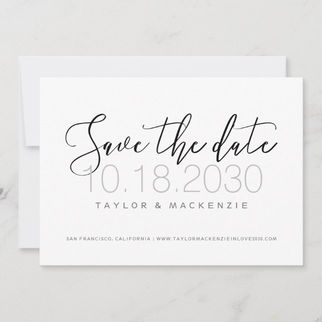 Moderne Minimale Schrift Save the Date (Vorderseite)