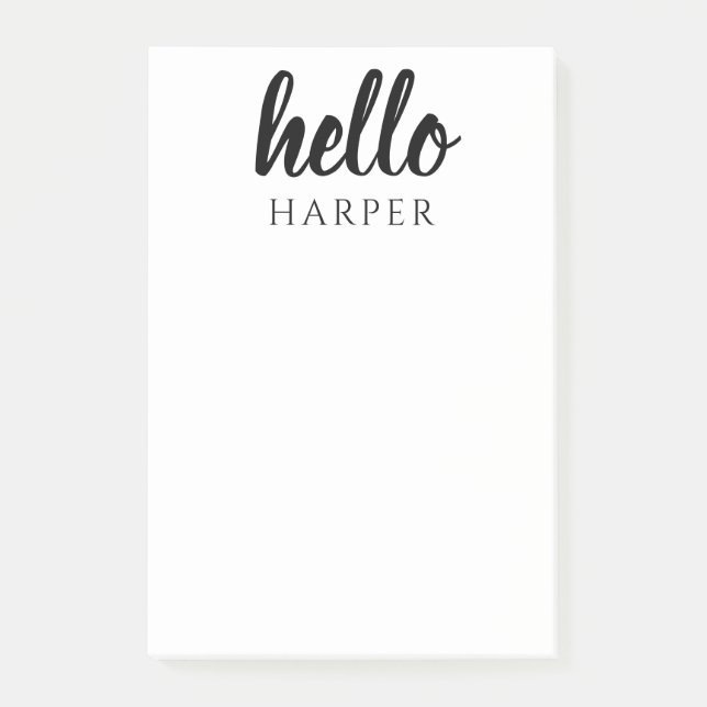Moderne minimale Schwarz und Weiß Hallo und Sie ne Post-it Klebezettel (Vorderseite)
