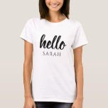 Moderne minimale Schwarz und Weiß Hallo und Sie ne T-Shirt<br><div class="desc">Moderne minimale Schwarz und Weiß Hallo und Sie nennen</div>